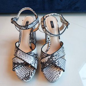 MNG Womens Snake Print Platform Heels Sandal Size 37